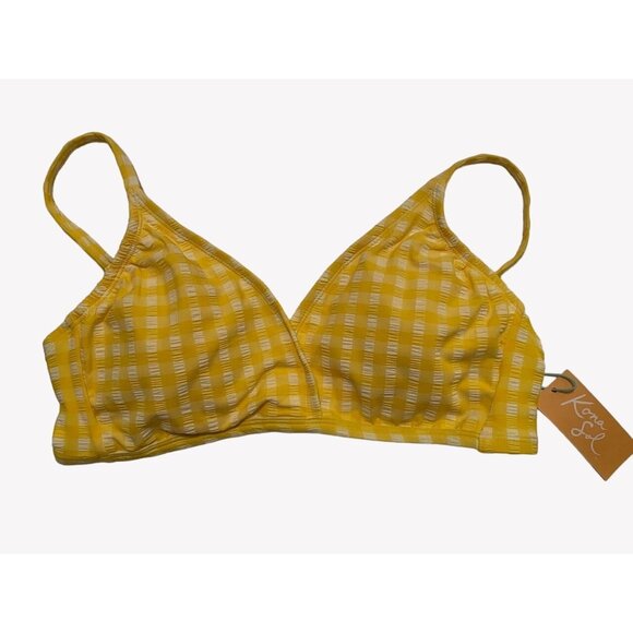 Kona Sol Other - New With Tags Kona Sol Yellow White Gingham Bikini Top L 12-14 Adjustable Straps